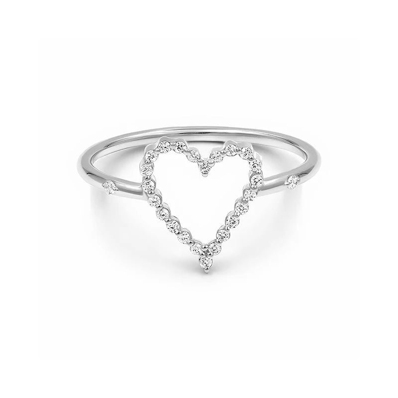 ANILLO DE PLATA DE LEY 925 EN ZIRCONIA EN FORMA DE CORAZON